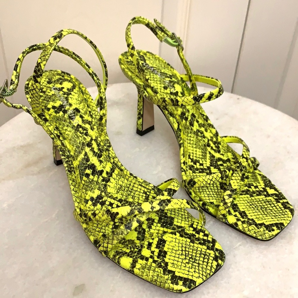Gianni Bini Neveena Neon Green Snake Print Sandal